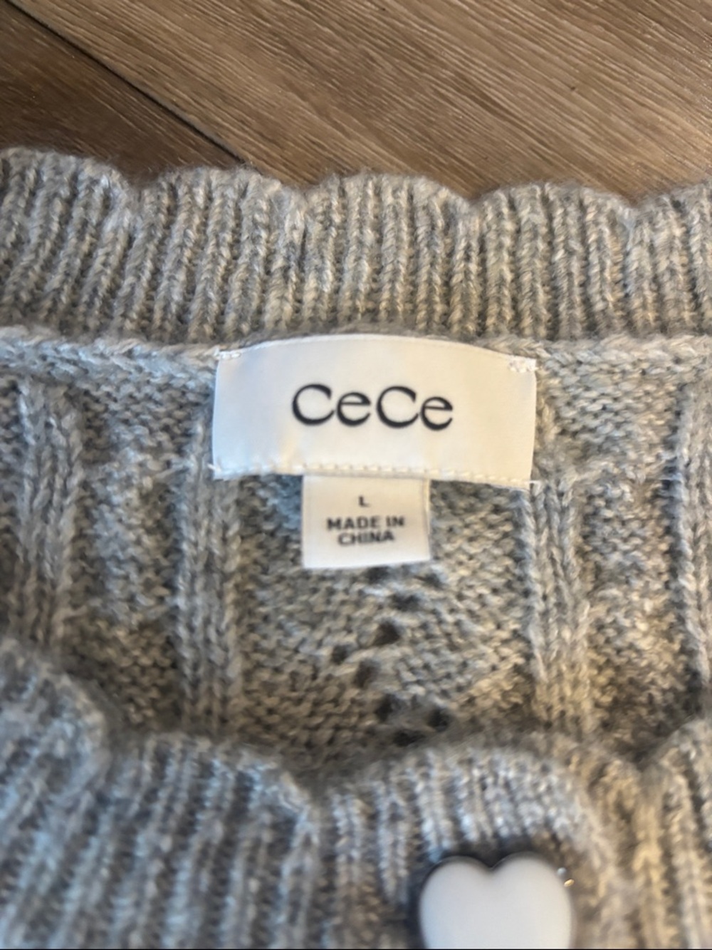 CeCe Light Gray Cable Knit Boxy Cardigan - Picture 12 of 15